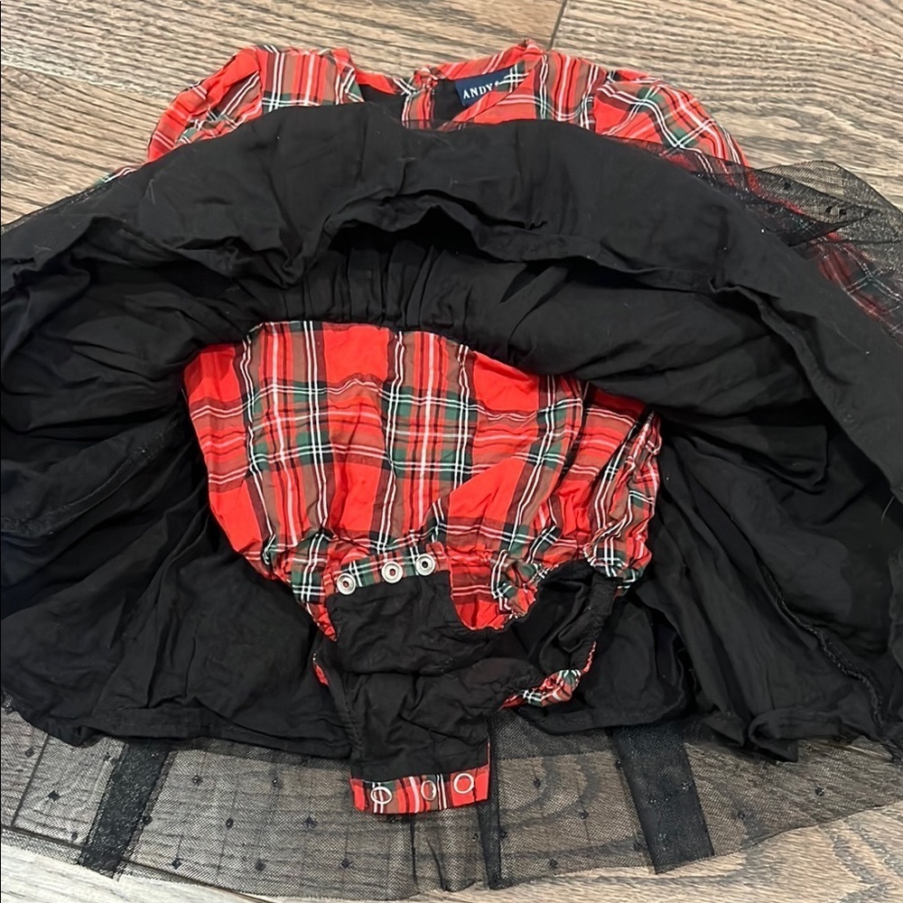 Andy & Evan Red Plaid Dress with Black Tulle Skirt 12-18 months baby sale - Picture 4 of 10